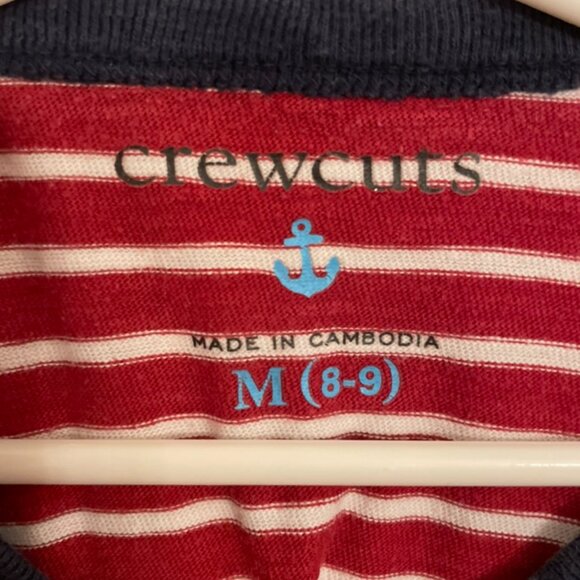 J.Crew Crewcuts Kids' long-sleeve pocket T-shirt in red stripe Medium Size 8 - 9 - Picture 4 of 4